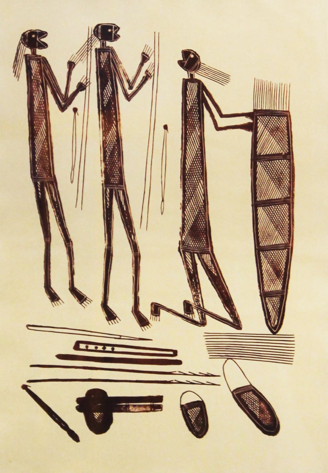 Thompson Yulidijirri is an Indigenous Aboriginal Australian artist who grew up in North East Arnhem Land, painting and teaching rock art painting with Injalak Arts, who is currently being exhibited amongst contemporaries at the EXPO Chicago art fair by the Rebecca Hossack Gallery in London.