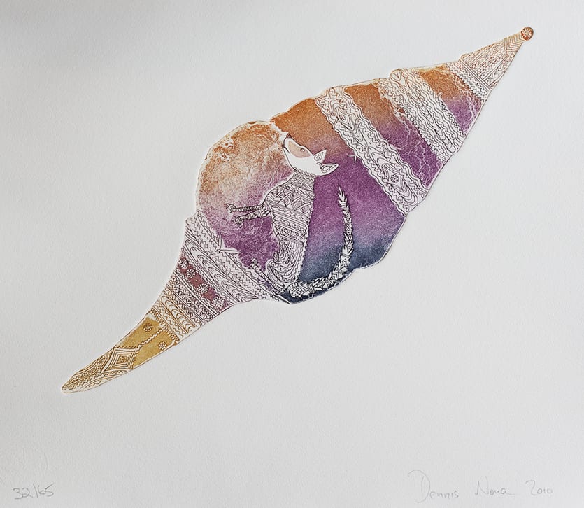Dennis Nona, etching on hahnemuhle paper, Torres Strait Islands, Aboriginal artwork and artist