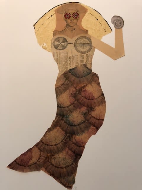 collage of a mermaid by Jerry Jeanmard represented by Rebecca Hossack gallery