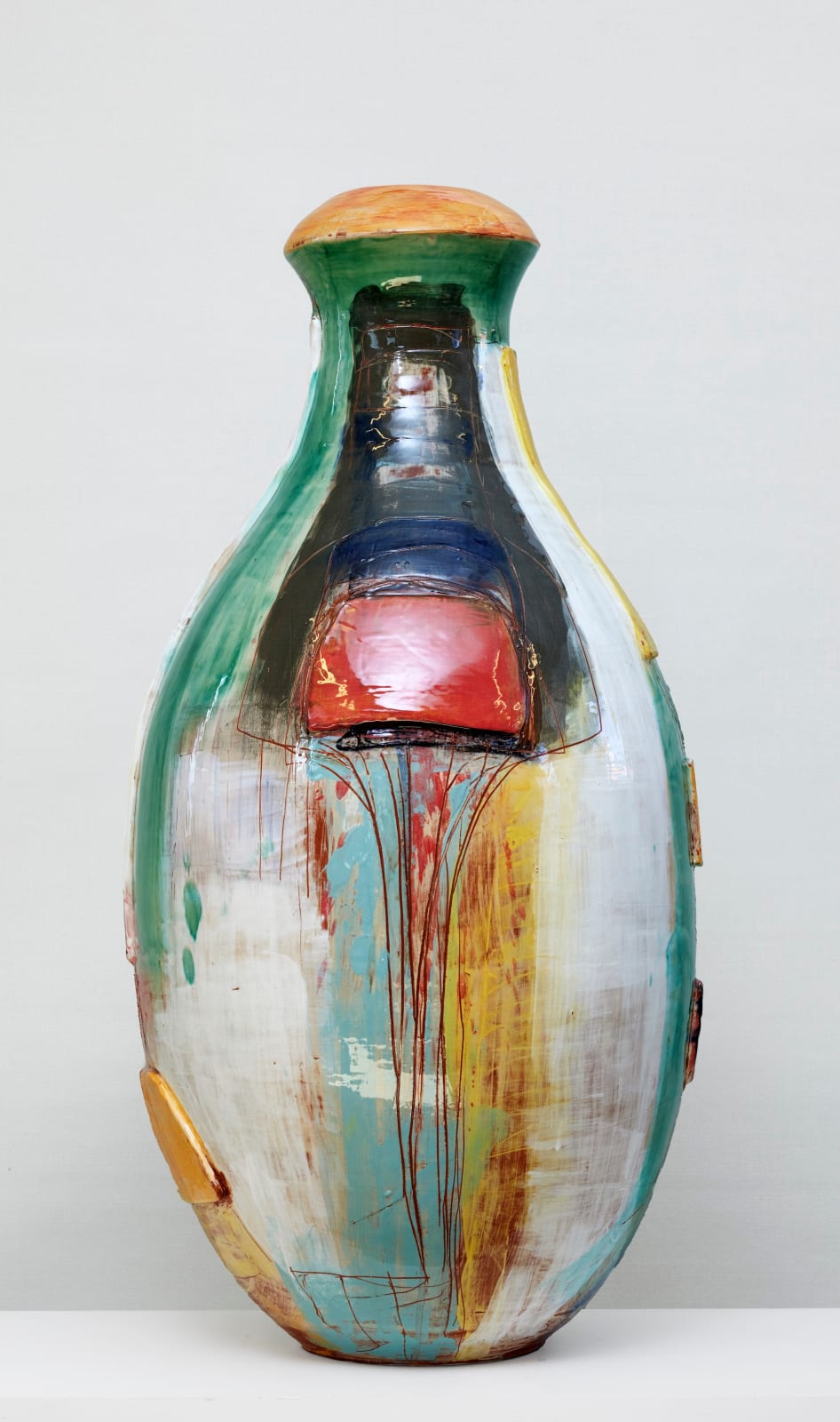 Morten Lassen, 2025, hand painted and hand glazed ceramic vessel, 2025, contemporary artist, danish artist, Copenhagen. Rebecca Hossack Art Gallery London.