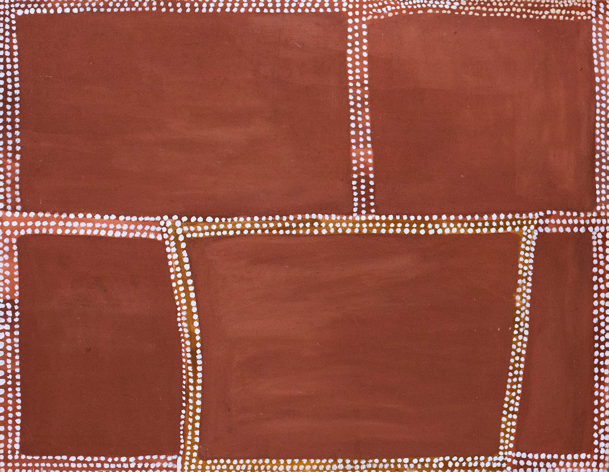 Rover Thomas, ochre on canvas, Kimberley, Aboriginal artist and artwork.