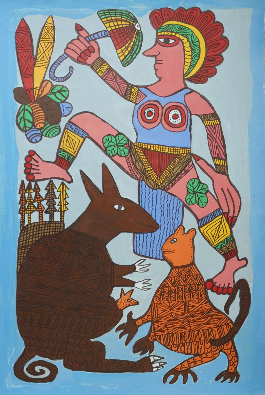 School of Kauage, Woman with Umbrella and Kangaroo, n.d.