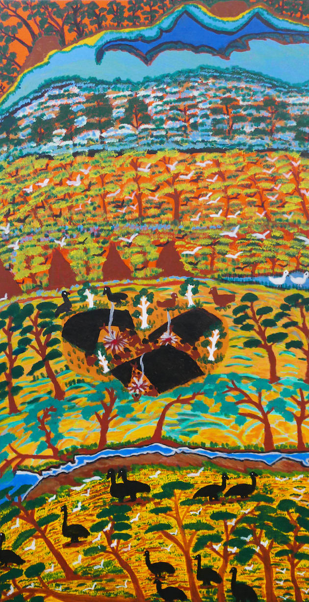 Betty Roberts, synthetic polymer paint on canvas, Ngukurr, Aboriginal artist and artwork.