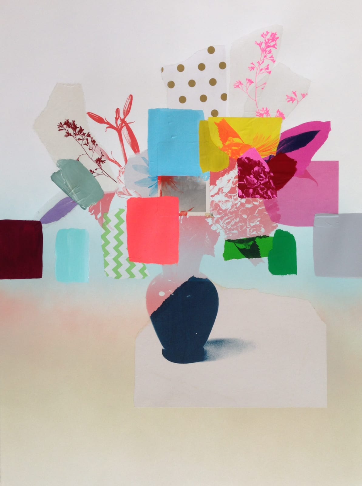 Emily Filler, Paper Bouquet (navy blue vase), 2017