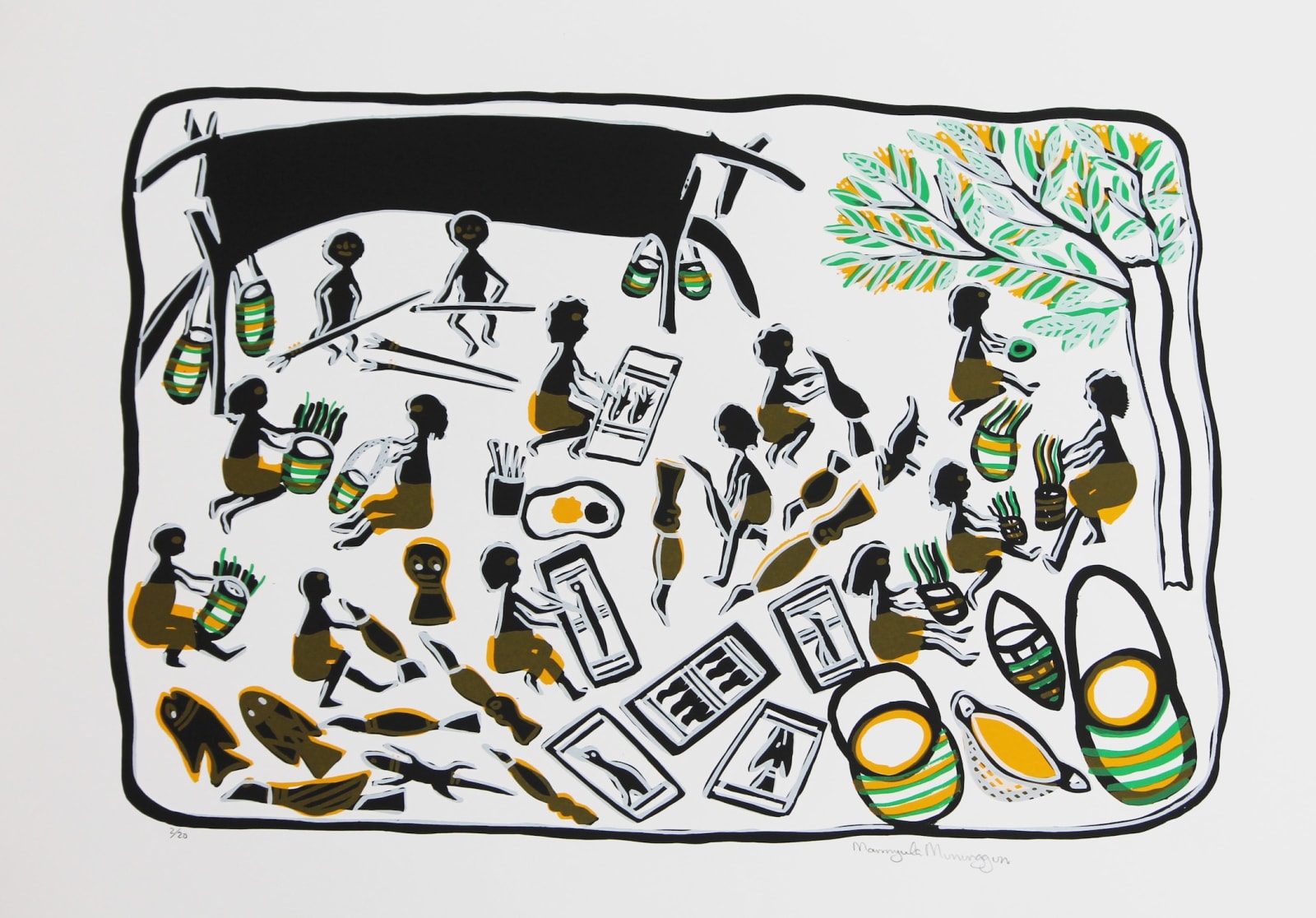 Marrnyula Mununggurr, screenprint, Yirrkala, Aboriginal artist and artwork