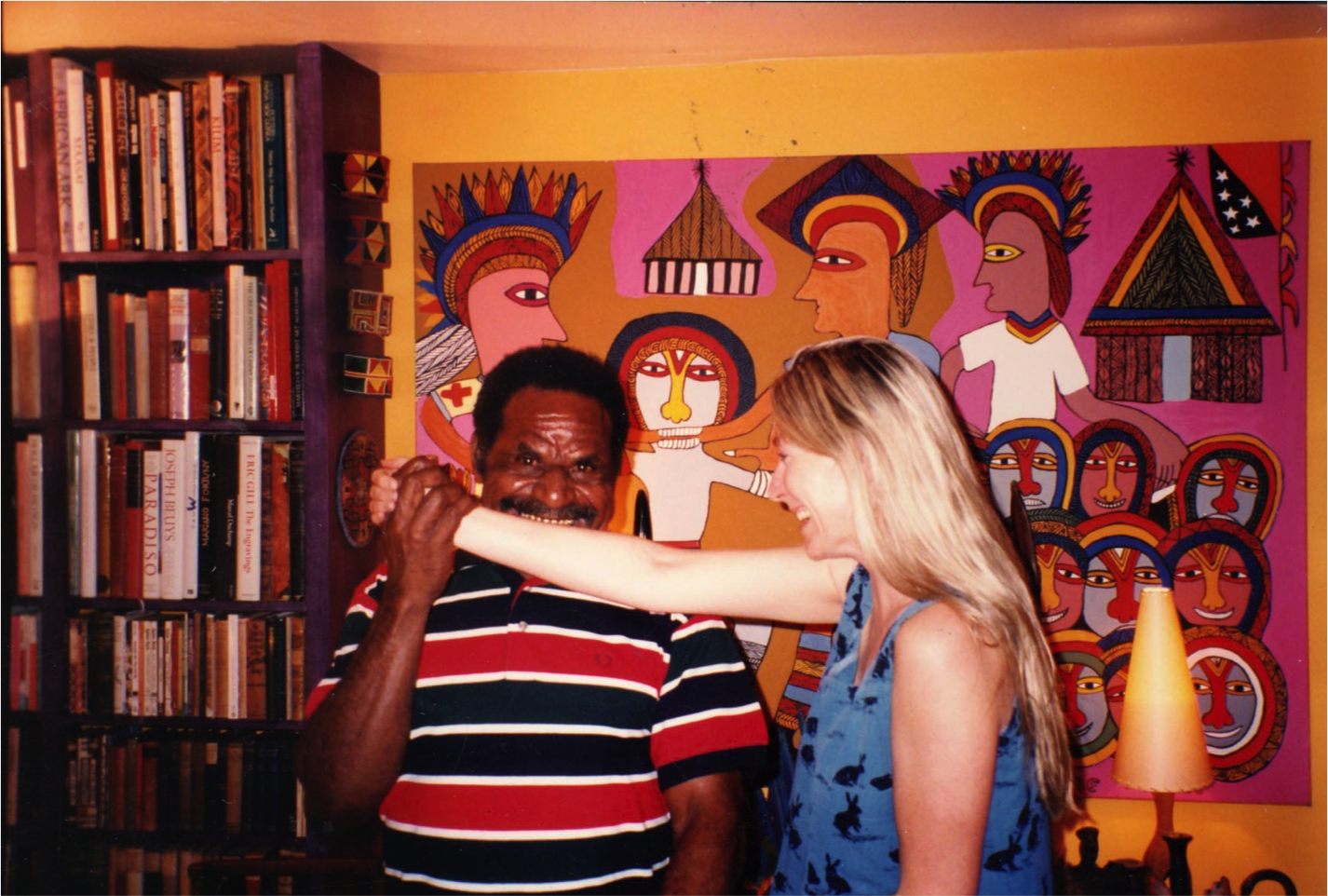 Mathias Kauage, Mathias Kauage and Rebecca Hossack in London