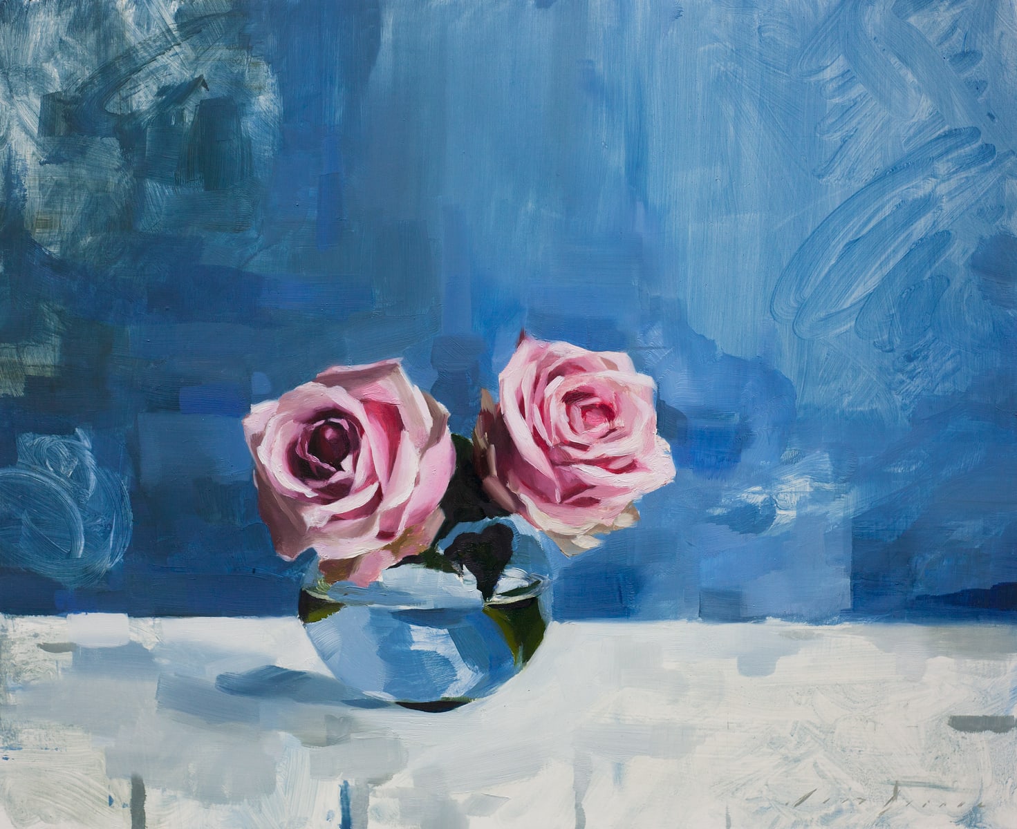 Jon Doran, Pink Roses And Blue, 2017