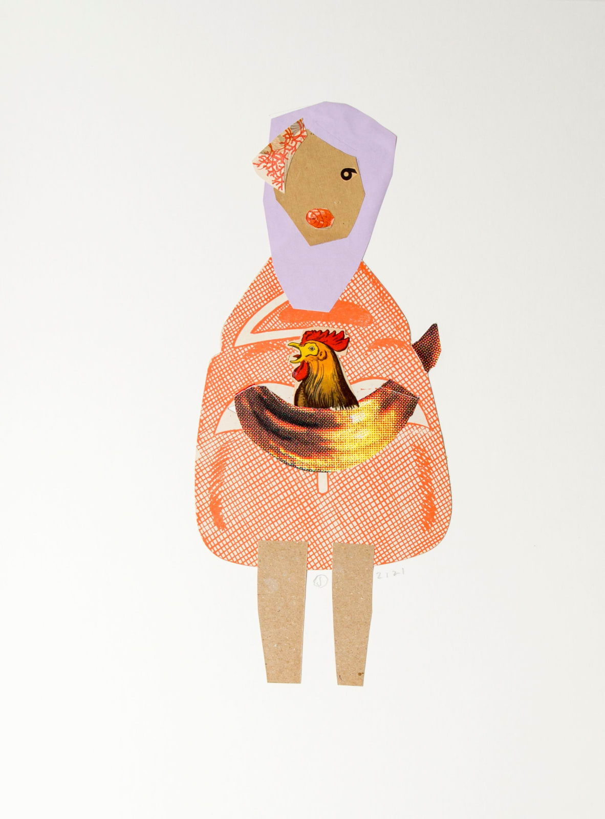 collage of a woman and a chicken by Jerry Jeanmard represented by Rebecca Hossack gallery