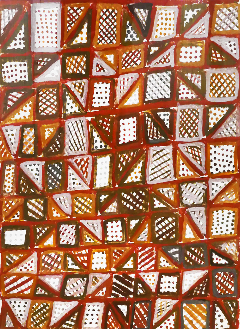 Jean Baptiste Apuatimi, natural earth pigments on paper, Tiwi, Aboriginal artist and artwork.