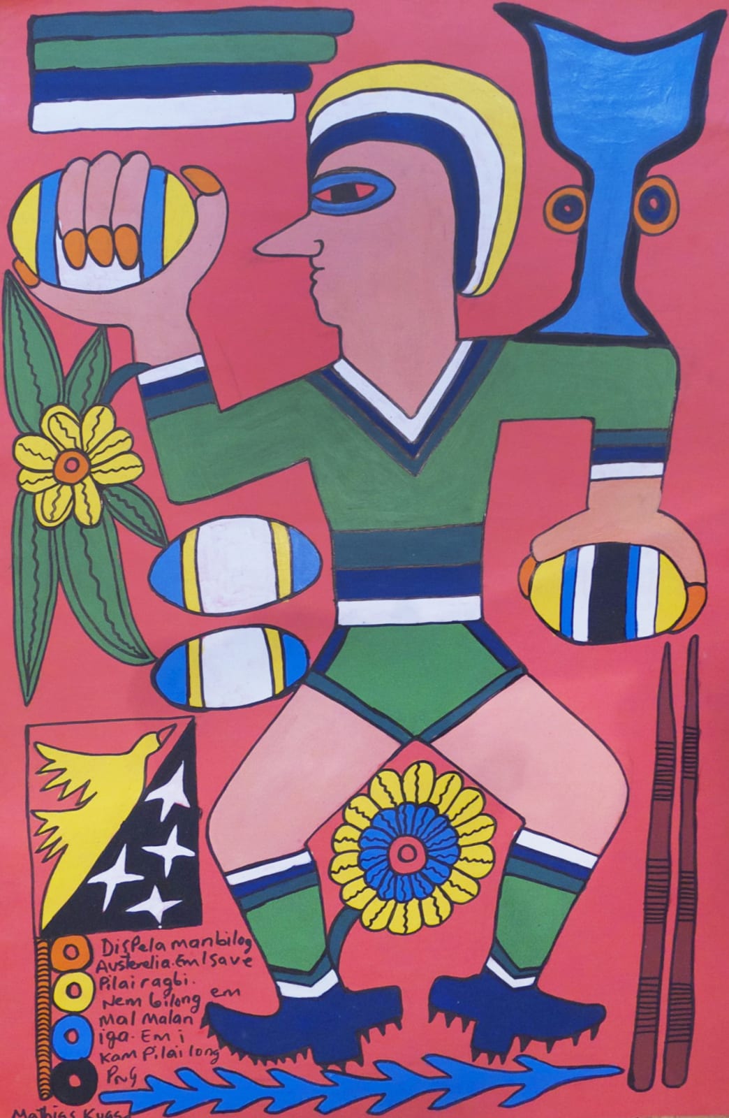 Mathias Kauage, Australian Man Playing and Beat P.N.G, 1996