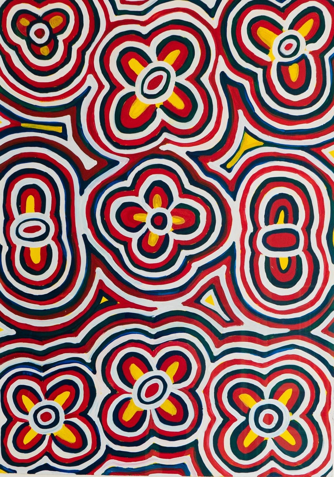 Aboriginal-Australian painter Angelina Ngal Pwerle acrylic on paper of Awelye