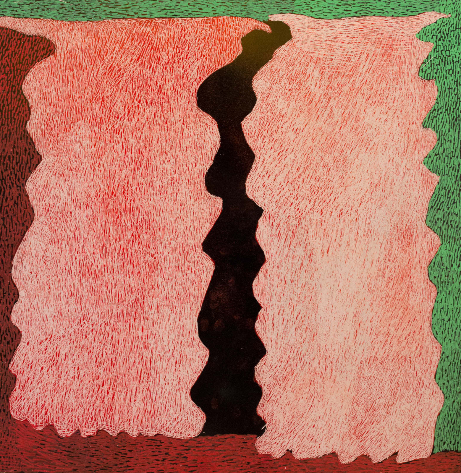 untitled painting of acrylic paint and drawing into enamel on metal by Aboriginal-Australian artist Ngarralja Tommy May