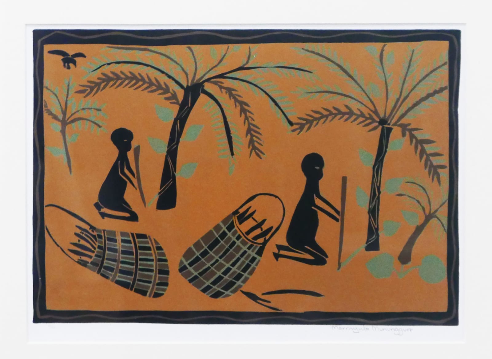 Marrnyula Mununggurr, linocut, Yirrkala, Aboriginal artist and artwork