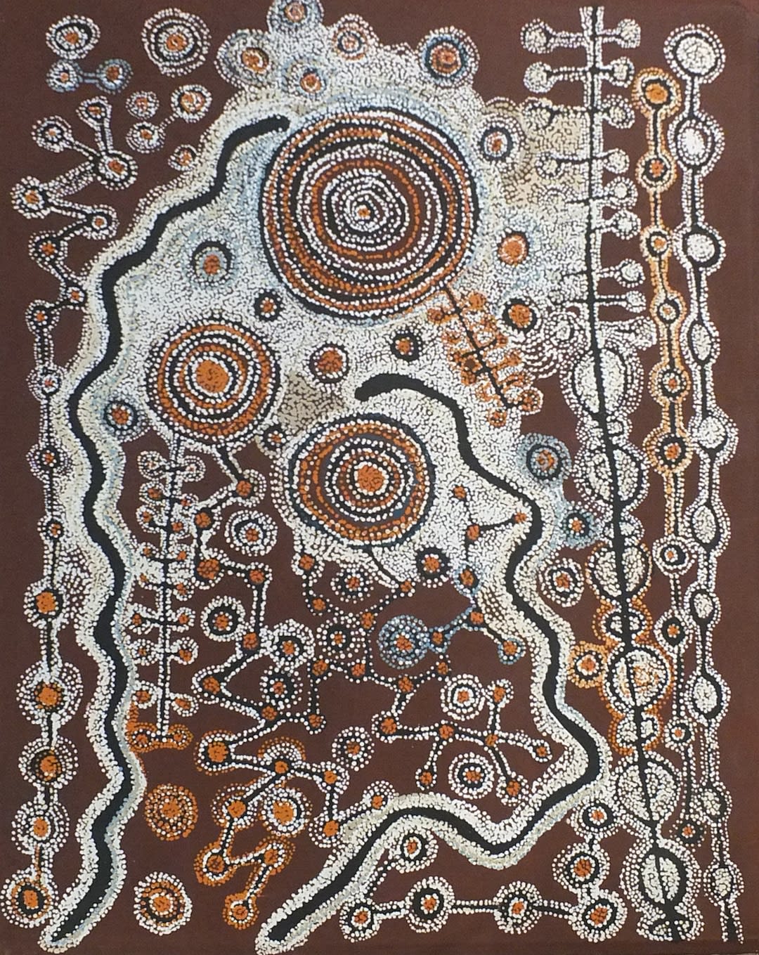 Witjiti George, acrylic on linen, APY Lands artist, Aboriginal art and artist.