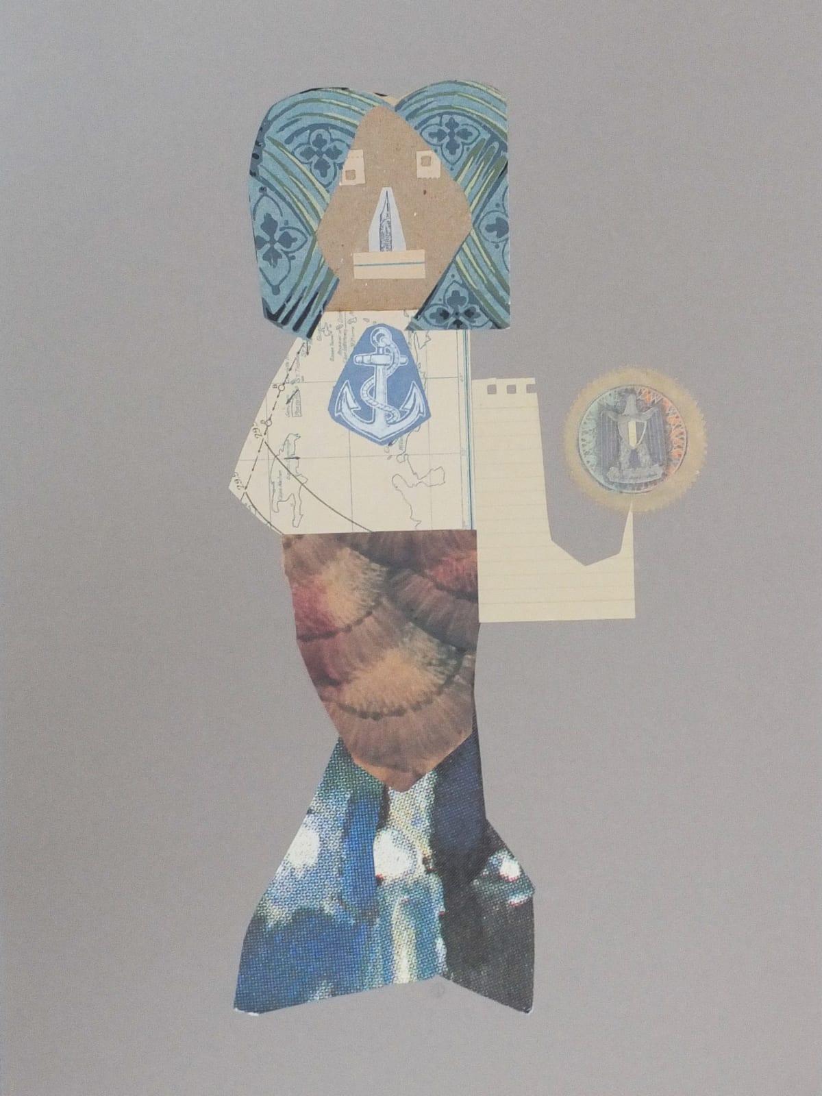 collage of a mermaid by Jerry Jeanmard represented by Rebecca Hossack gallery
