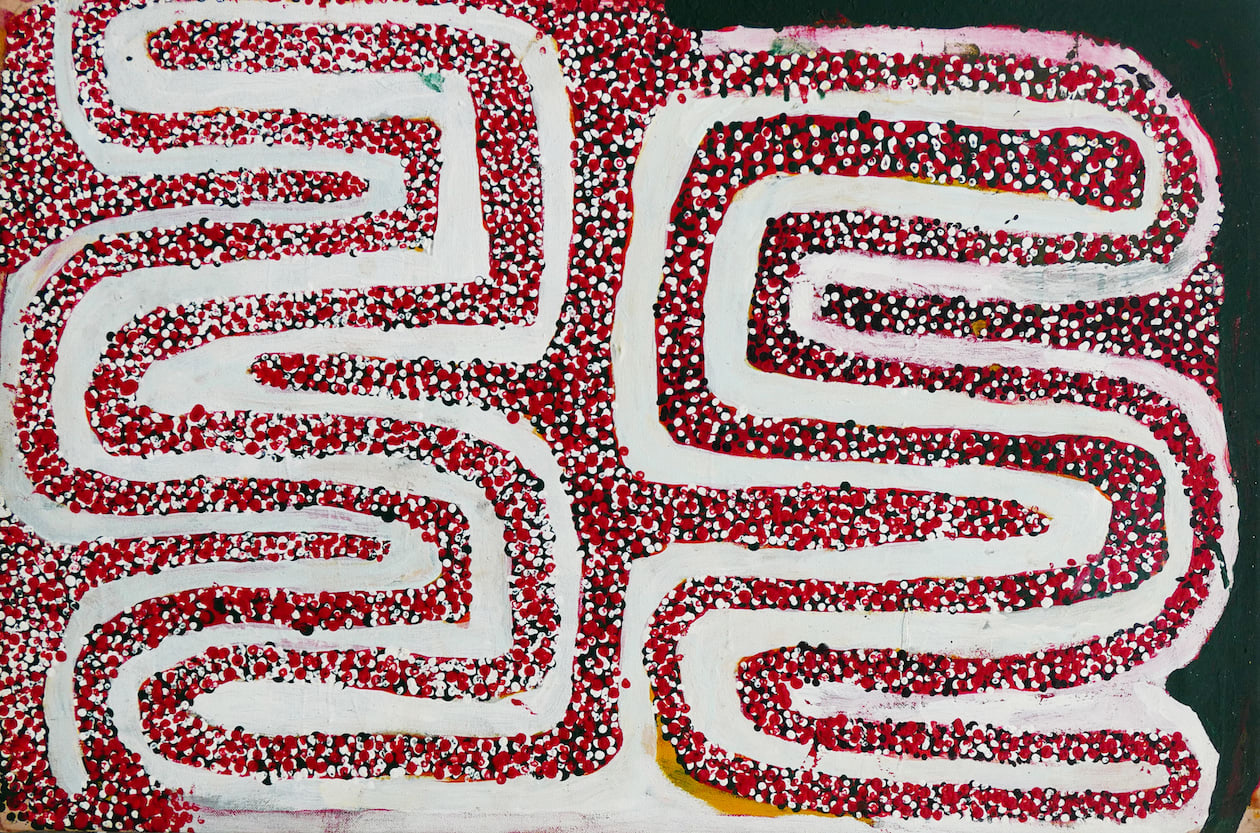 Alan Tjakamarra Winderloo, acrylic on linen, Balgo Hills, Aboriginal artist and artwork.