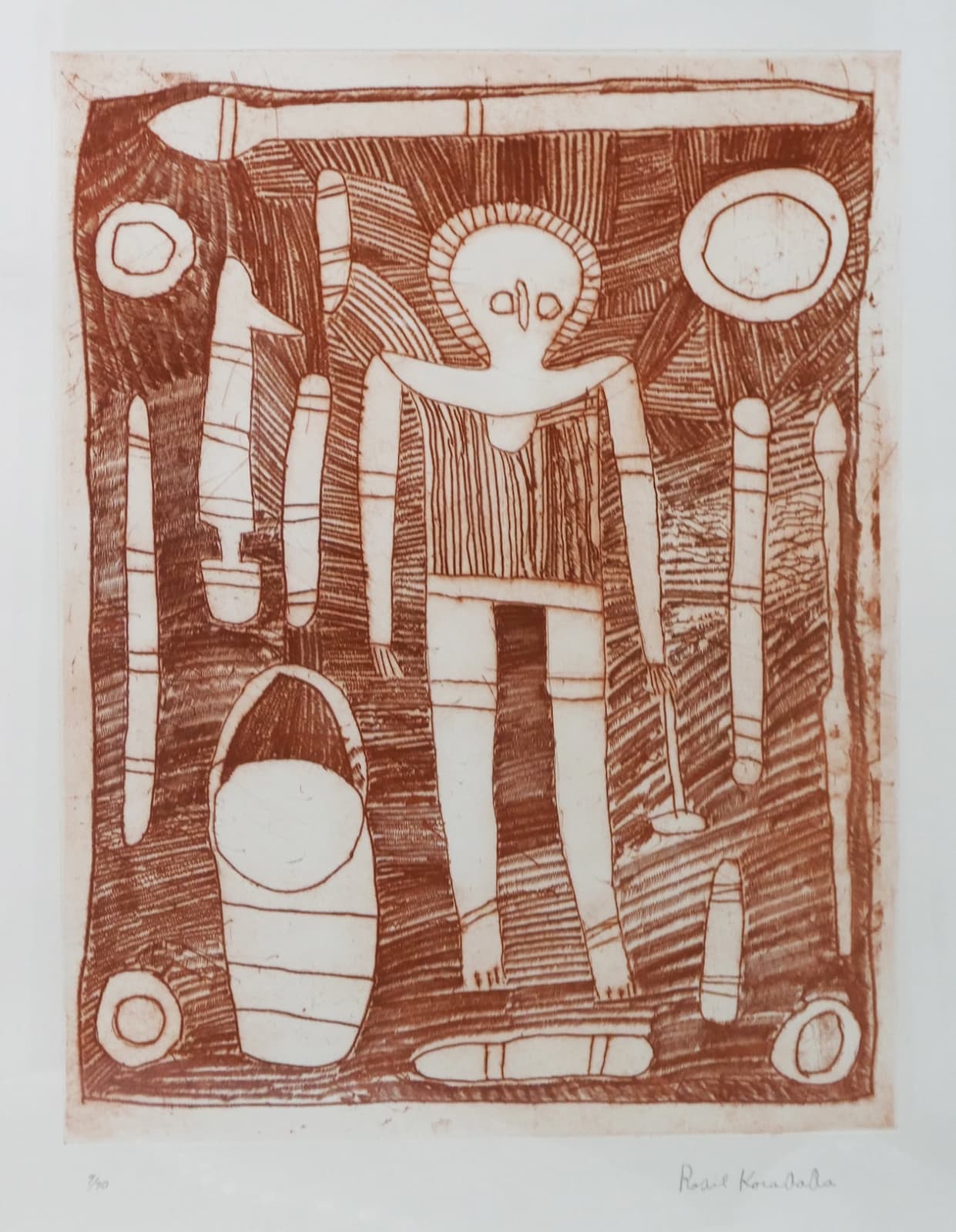 Rosie Karedada, etching, Kimberley, Aboriginal artist and artwork.