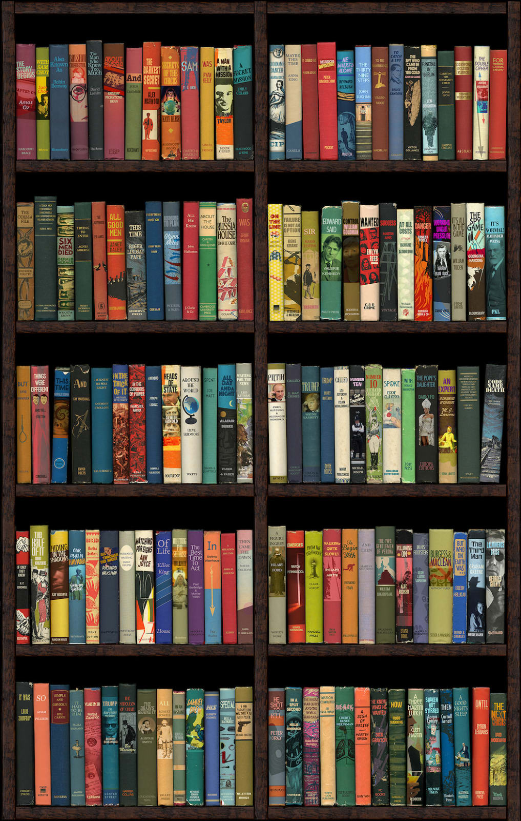 Bookshelf print by artist Phil Shaw represented by Rebecca Hossack Gallery, archival print, contemporary art, 2019, London,