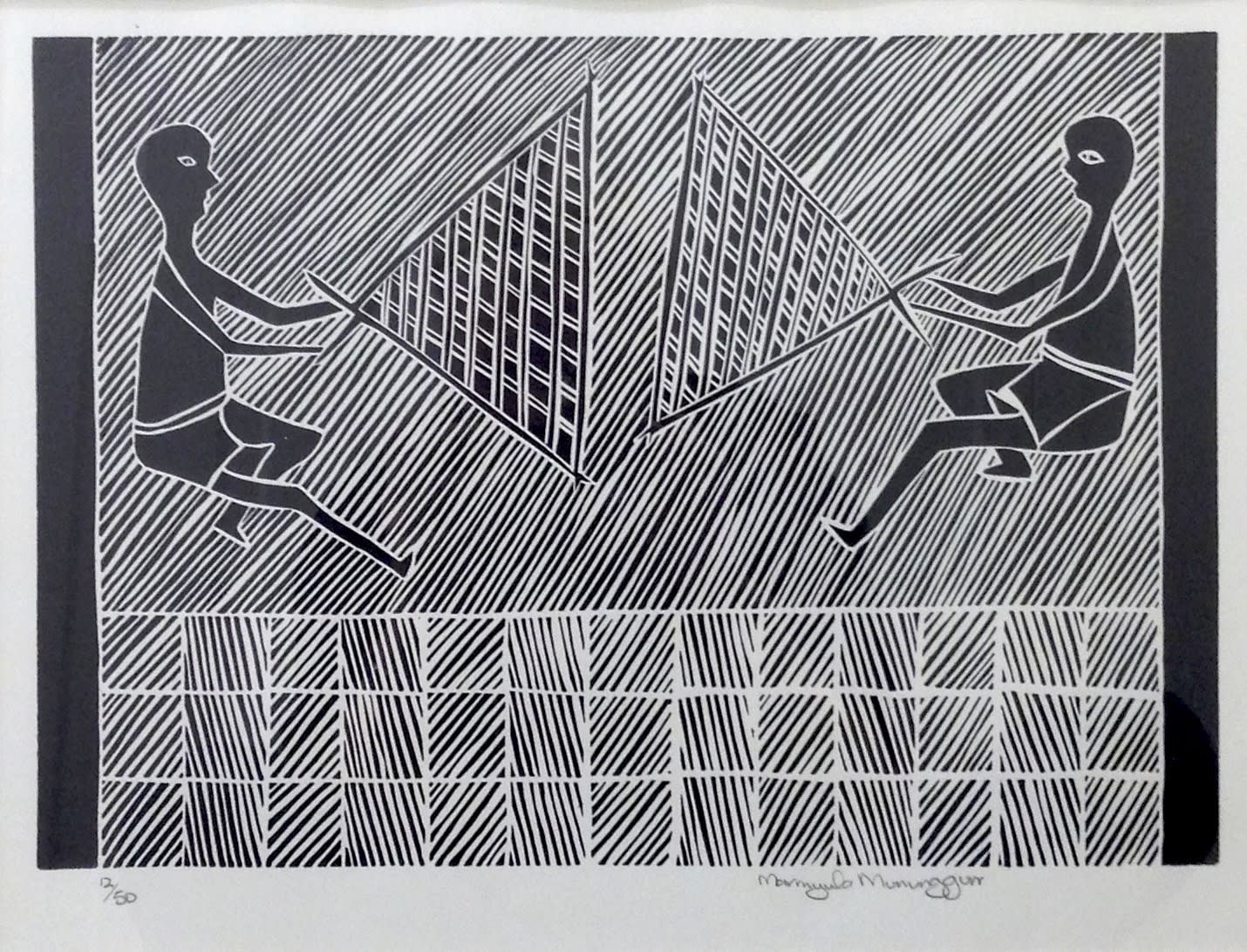 Marrnyula Mununggurr, linocut, Yirrkala, Aboriginal artist and artwork