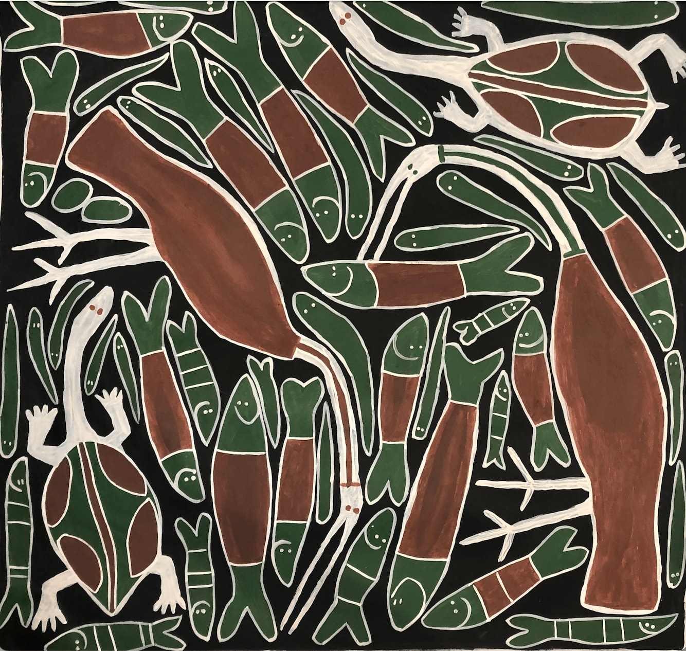 Amy Johnson, Water Birds Feeding, 1993