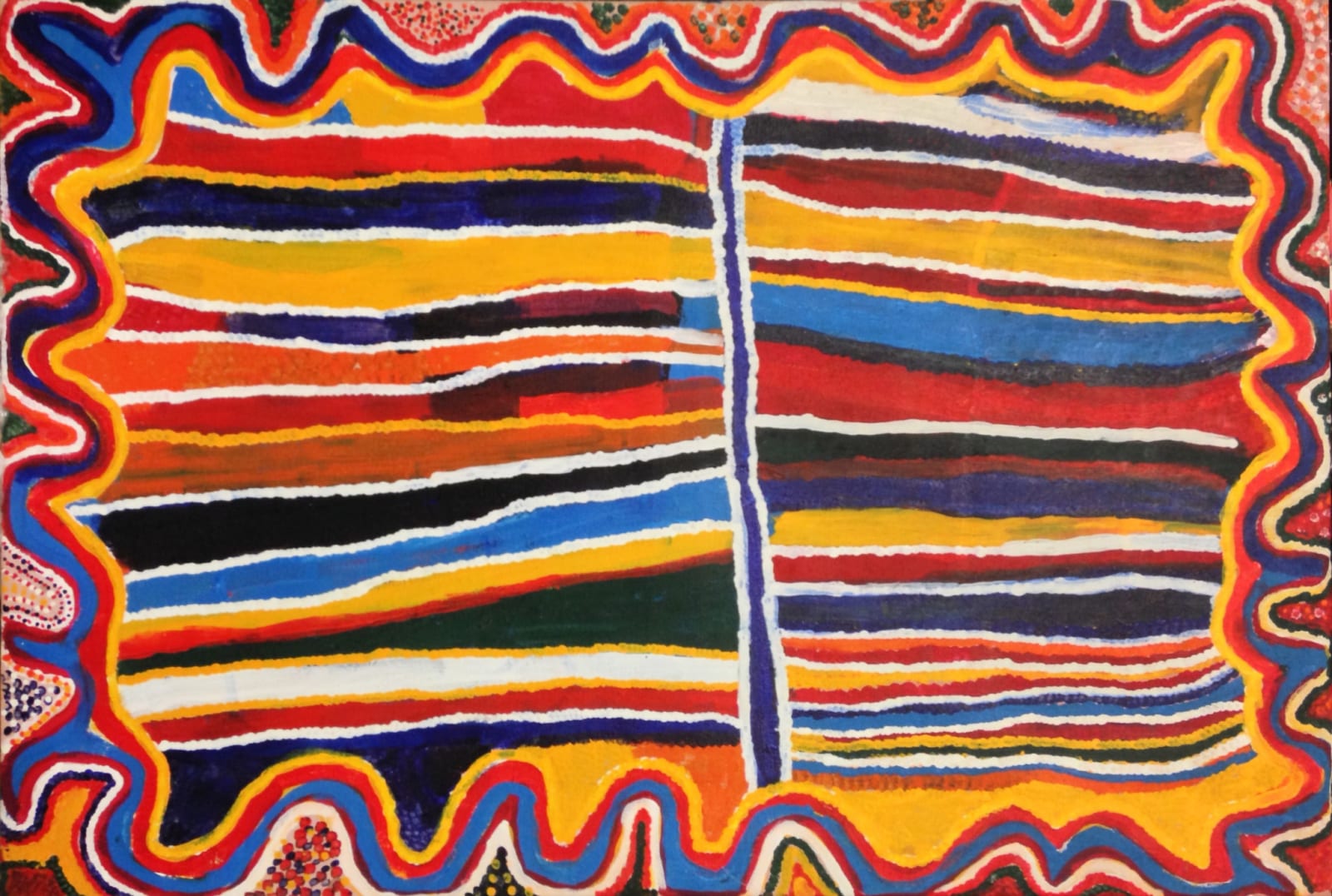 Susie Bootja Bootja, synthetic polymer paint on linen, Balgo Hills, Aboriginal artist and artwork.