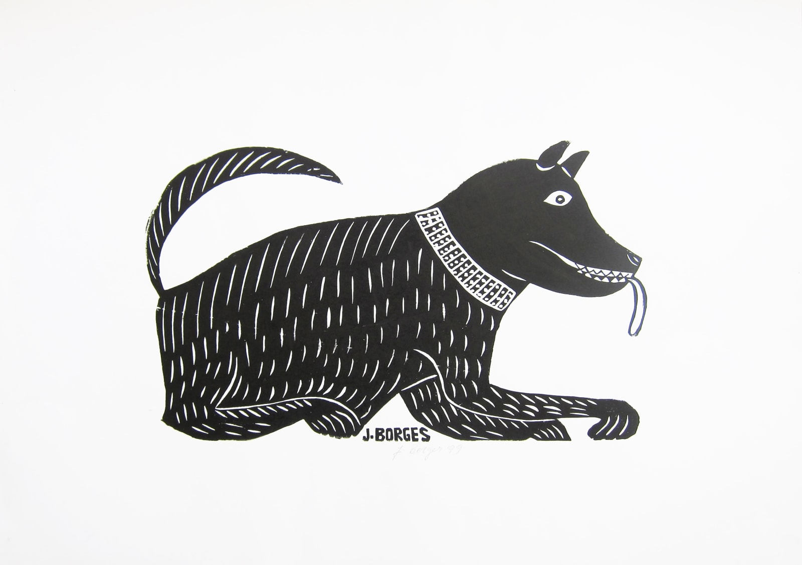 black and white woodcut on paper