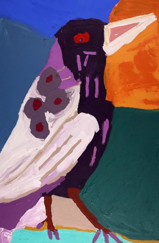 Karen Napaljarri Barnes, Bird with white beak, 2022