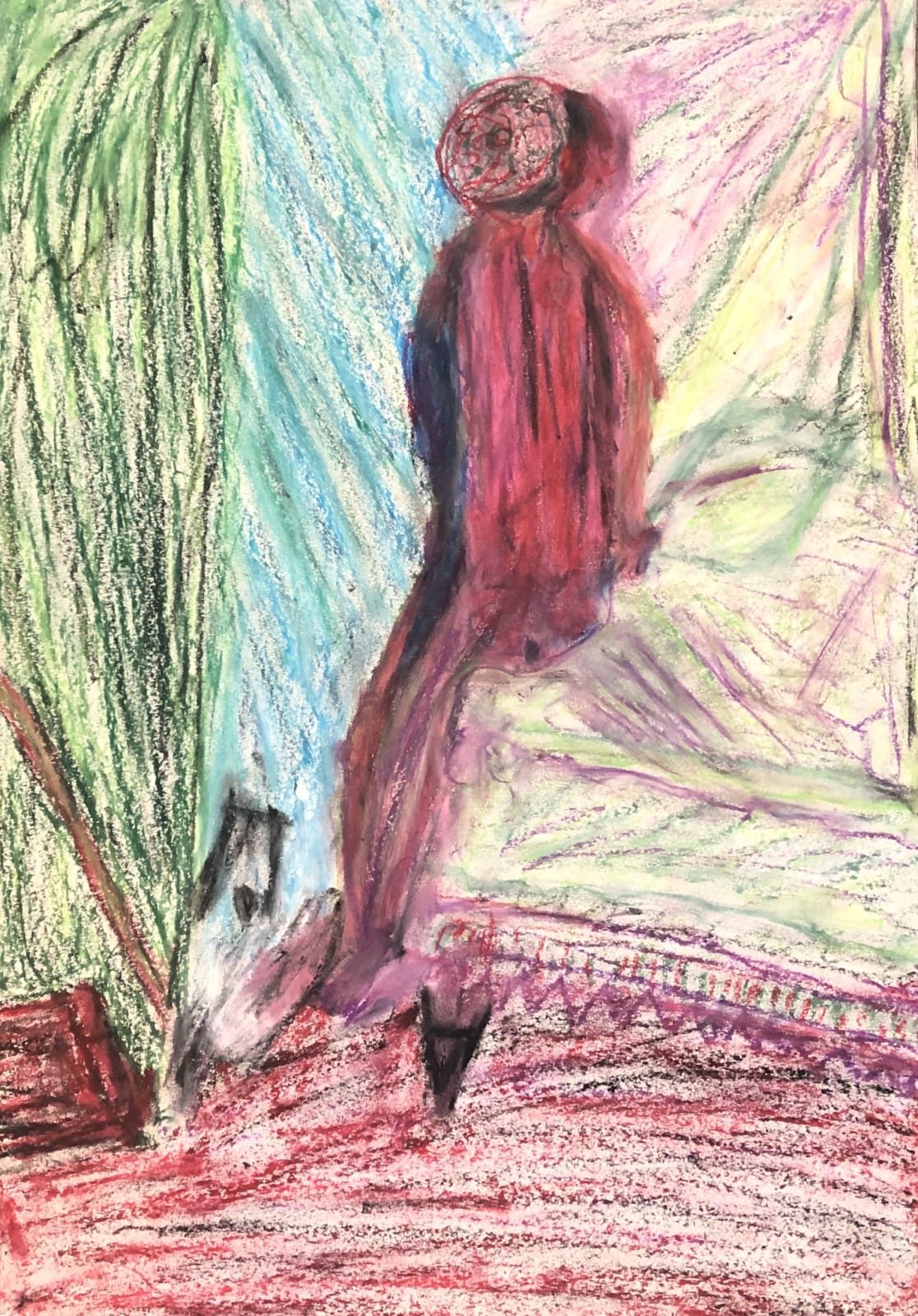 Uddin’s paintings – done in gouache on paper – shimmer with expressive colour. Their characteristic short, dynamic brushstrokes impart a compelling energy to each scene