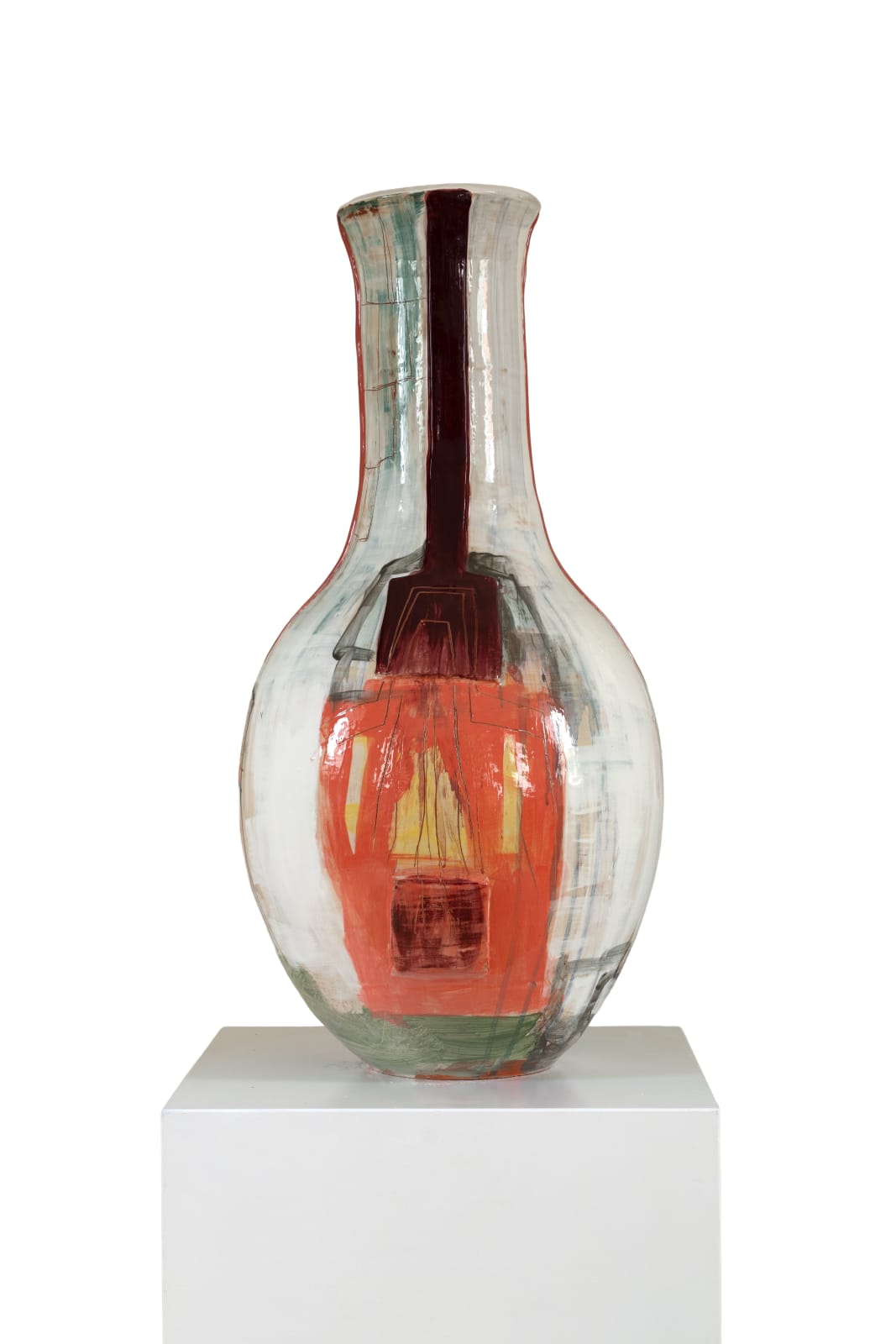 Morten Lassen, 2025, hand painted and hand glazed ceramic vessel, 2025, contemporary artist, danish artist, Copenhagen. Rebecca Hossack Art Gallery London.
