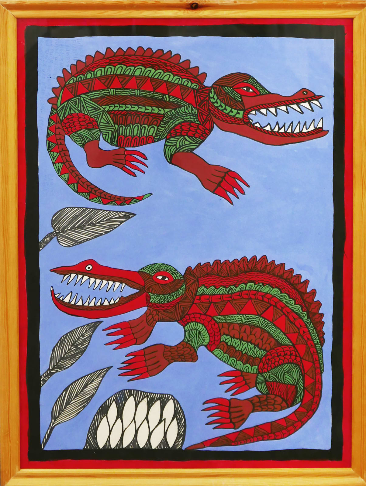 Mathias Kauage, Two Crocodiles, 1995