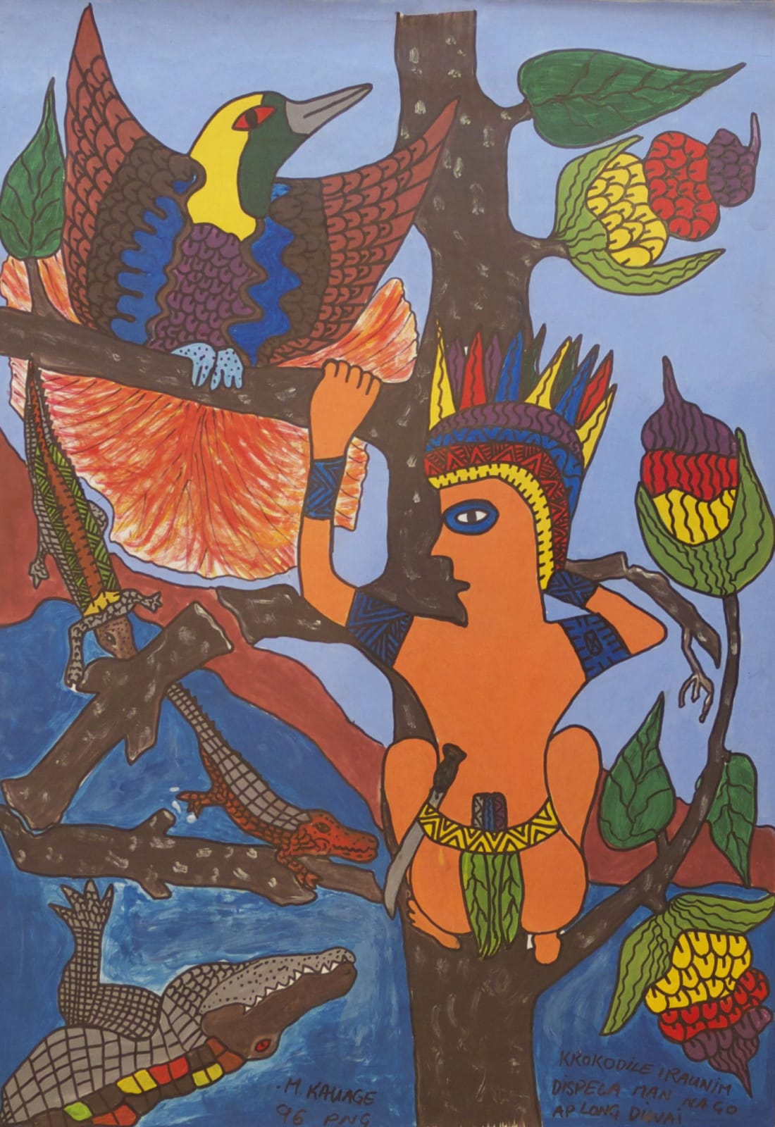 School of Kauage, Crocodiles Chasing Man Up Tree, 1996