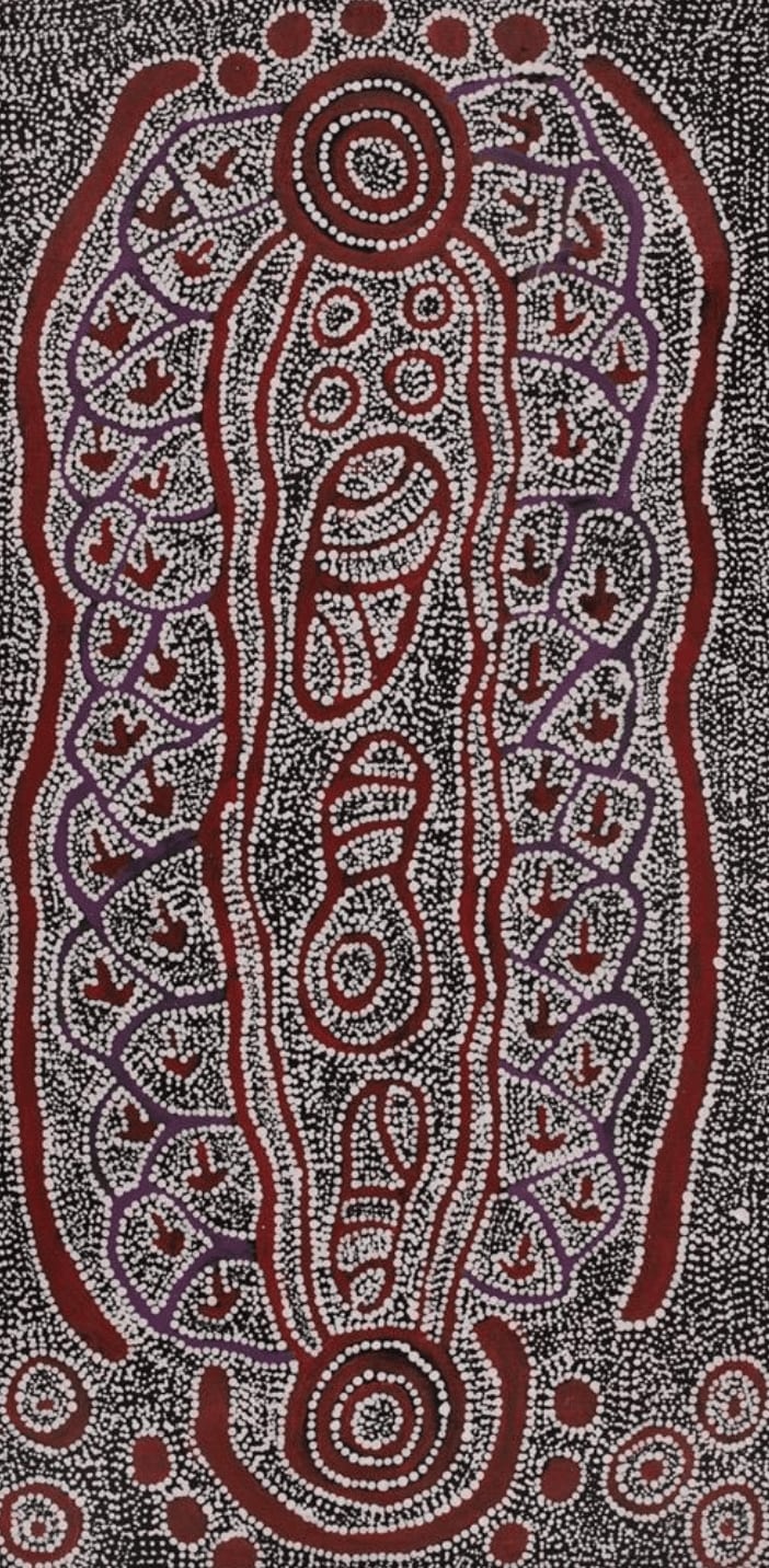 Shakira Napaljarri Morris, Yarla Jukurrpa (Bush Potato Dreaming) - Cockatoo Creek, 2022
