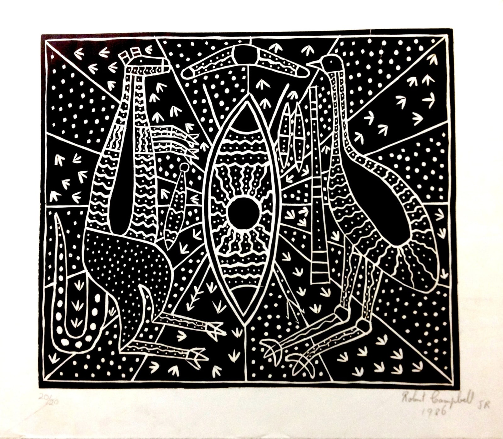 Robert Campbell Jnr, 2 Kangeroos And A Emu, 1986