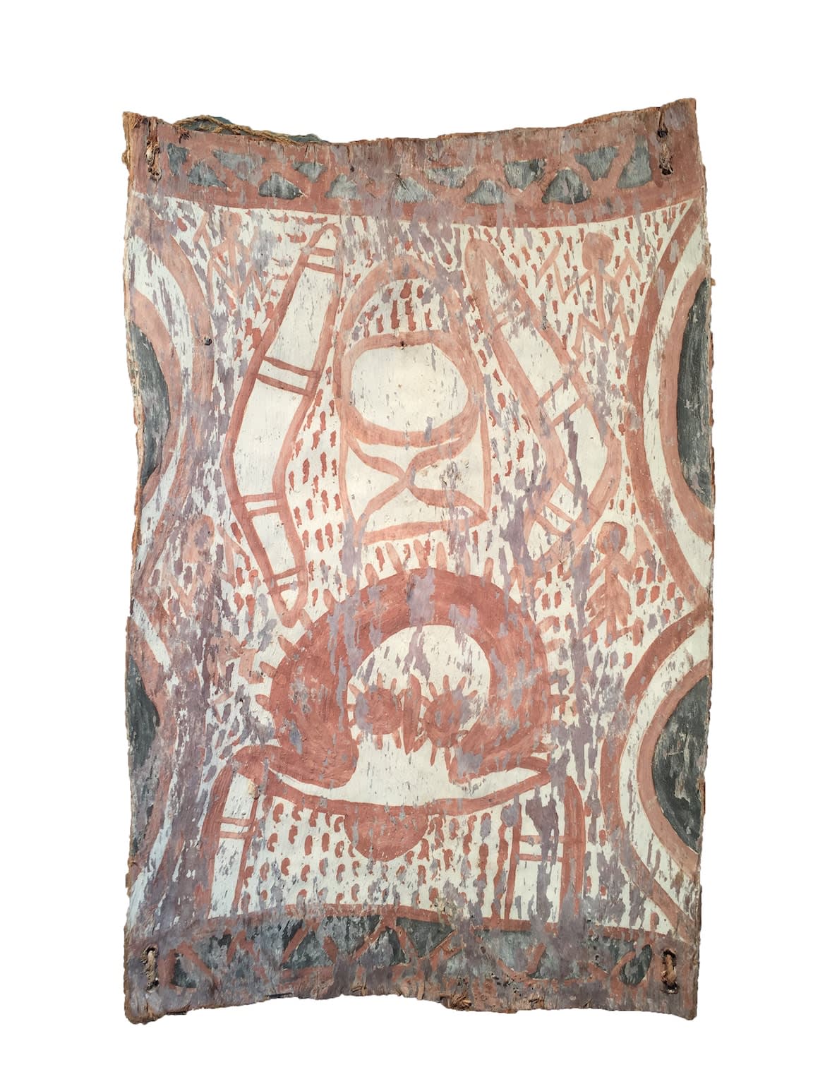 ochre pigments with pvc fixative on stringybark - eucalyptus tetradonta