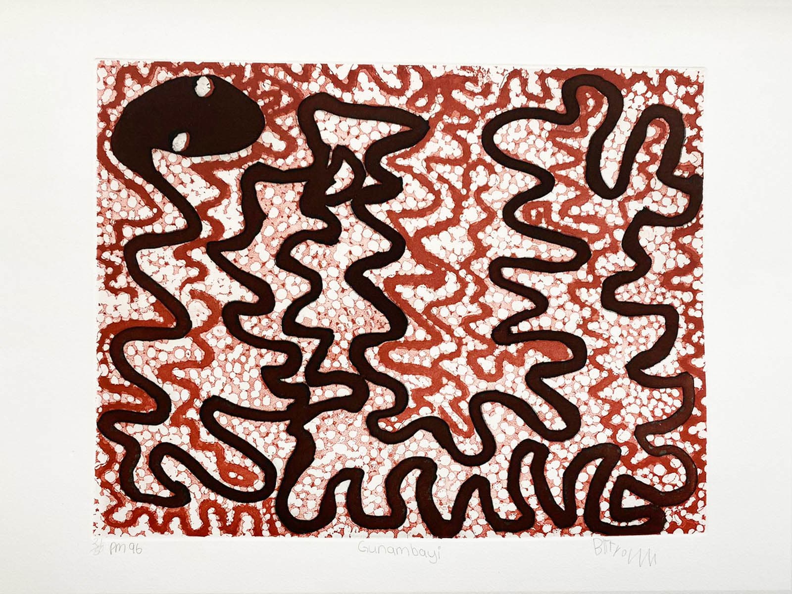 Billy Thomas Joongoora, etching and aquatint, Kimberley, Aboriginal Artist and artwork.