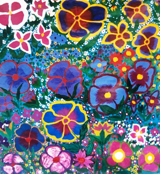 Angelina George, synthetic polymer paint on linen, Ngukurr, Aboriginal artist and artwork.