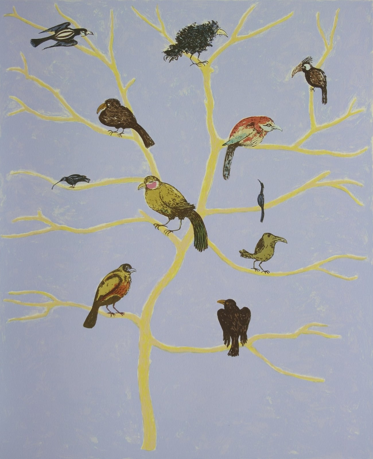 Rooster Tree Screenprint. 