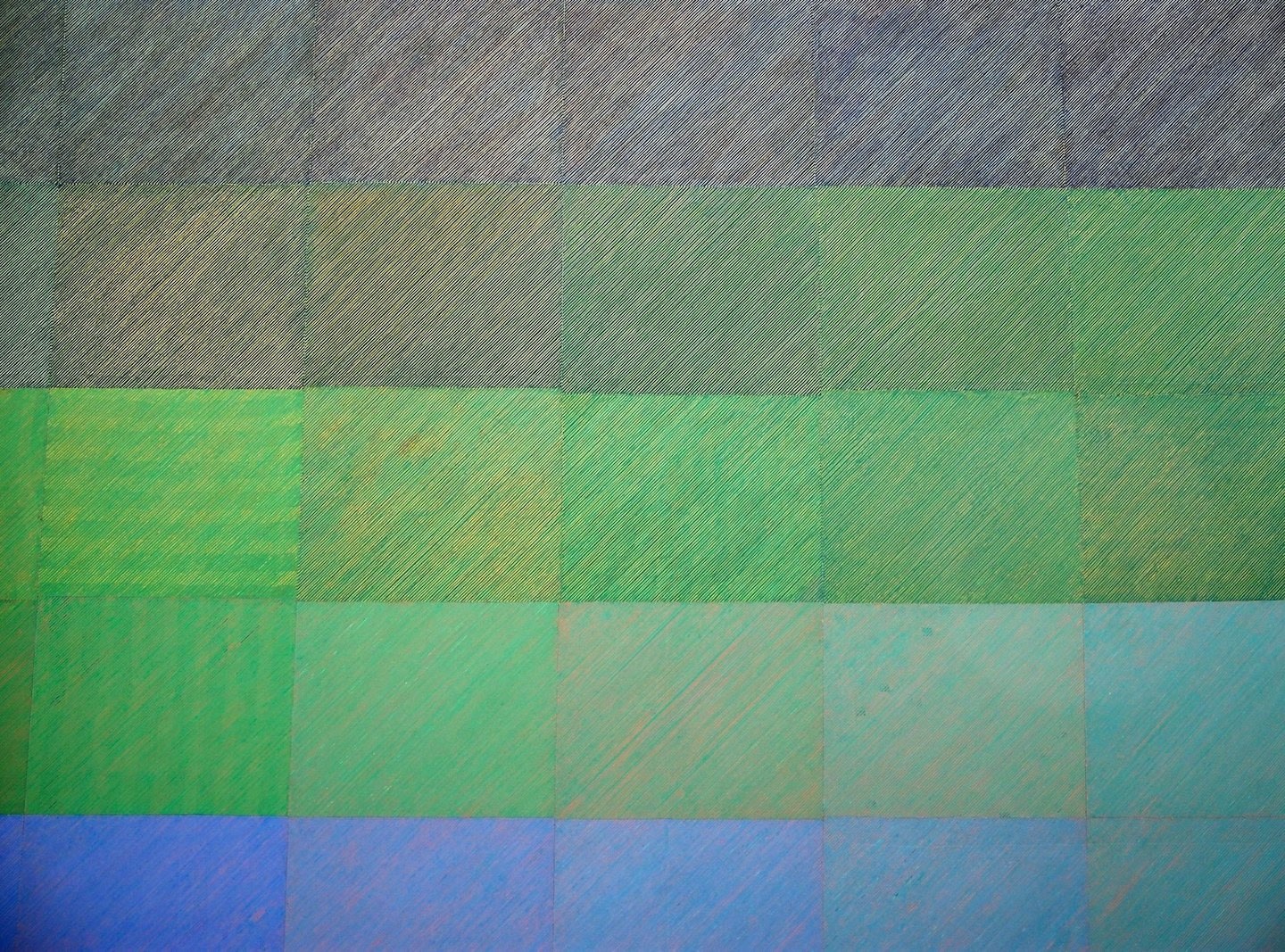 green and blue multi-colour oil painting by artist David Whitaker represented by Rebecca Hossack Gallery