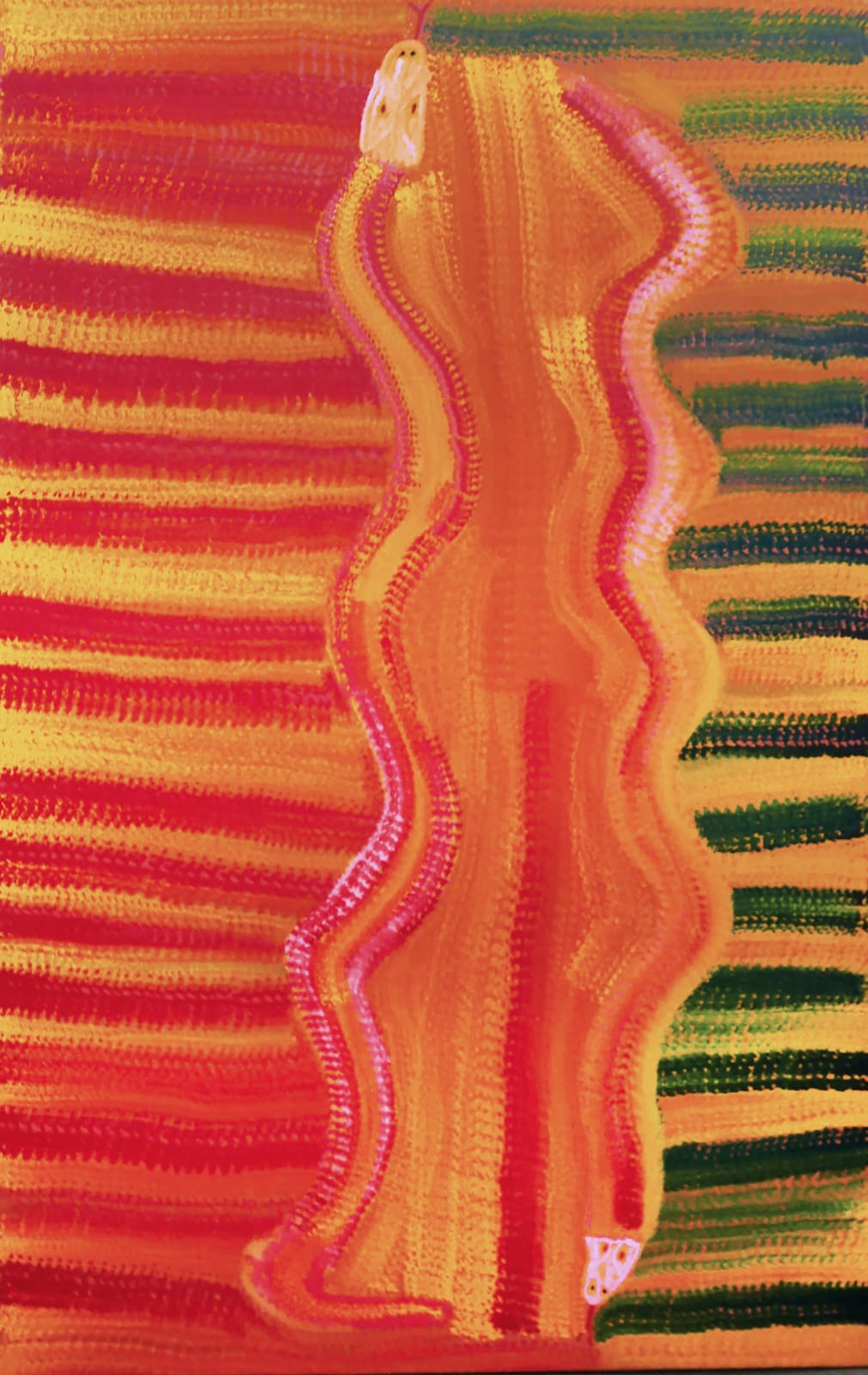 Barney Ellaga, synthetic polymer paint on linen, Ngukurr, Aboriginal artist and artwork.