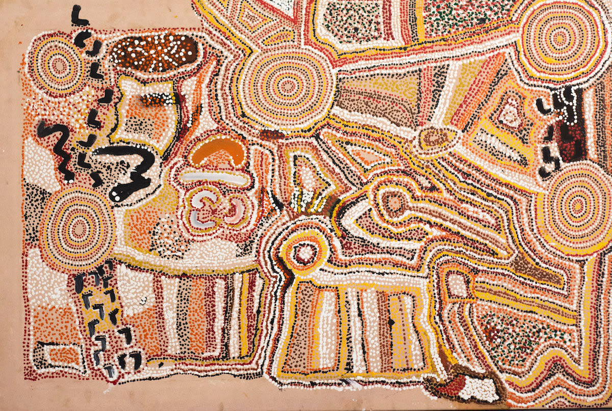 Palmer Gordon Tjapanangka, synthetic polymer paint on linen, Balgo Hills, Aboriginal artist and artwork