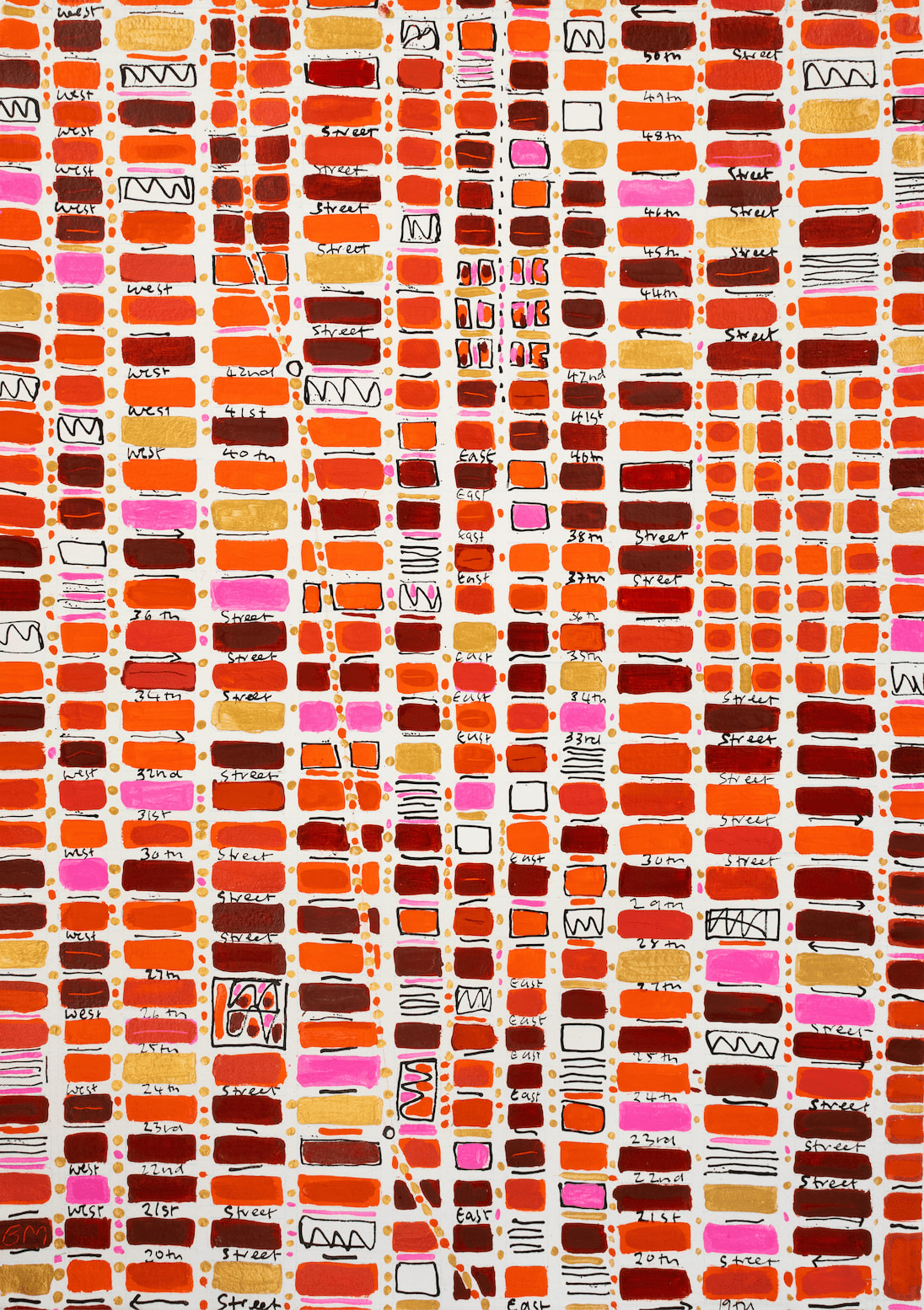 Barbara Macfarlane, Midtown Burnt Orange, Opera Rose, Gold, 2025