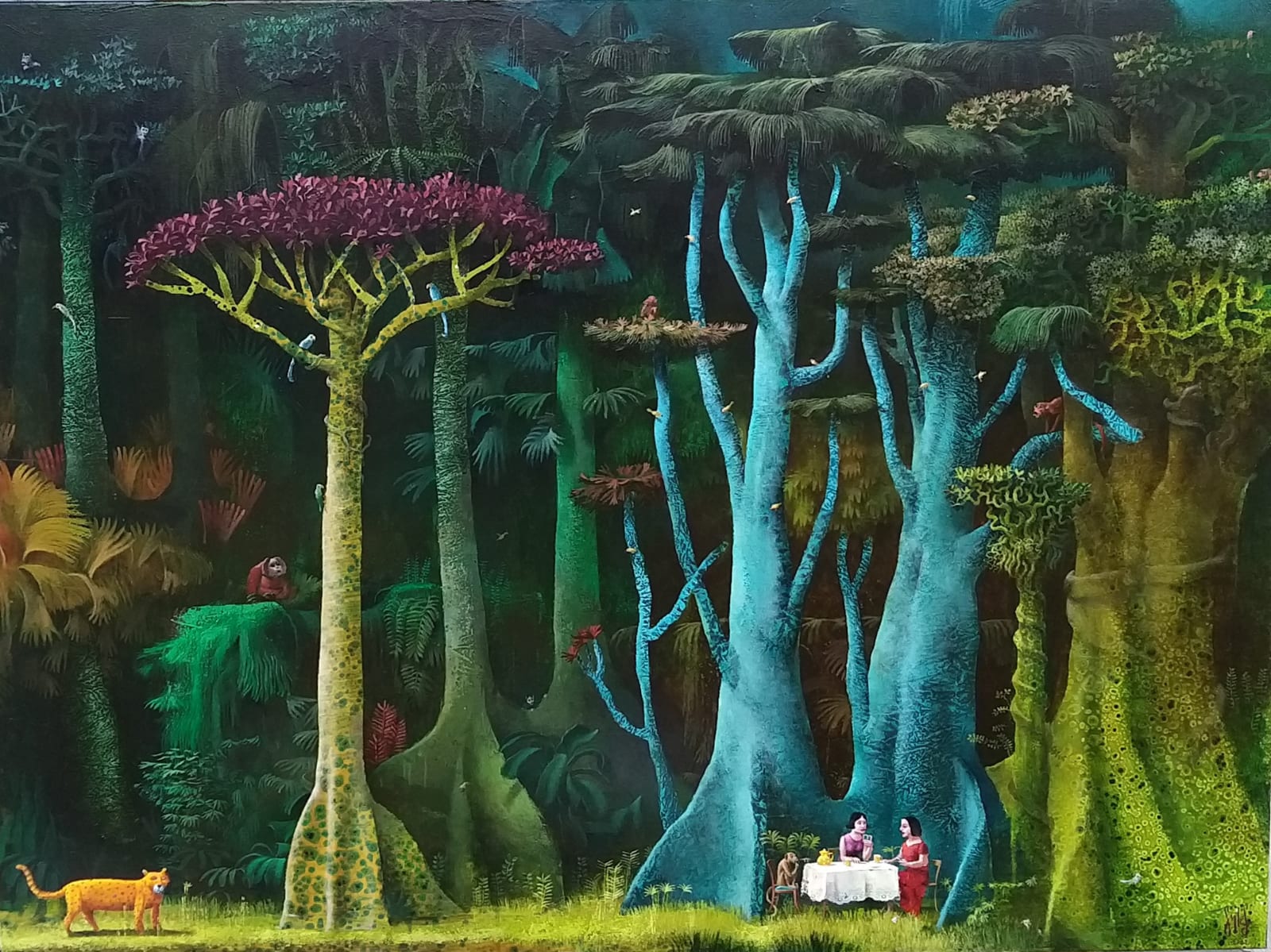 Sylvain Lefebvre, The Card Players Under the Blue Trees, 2022