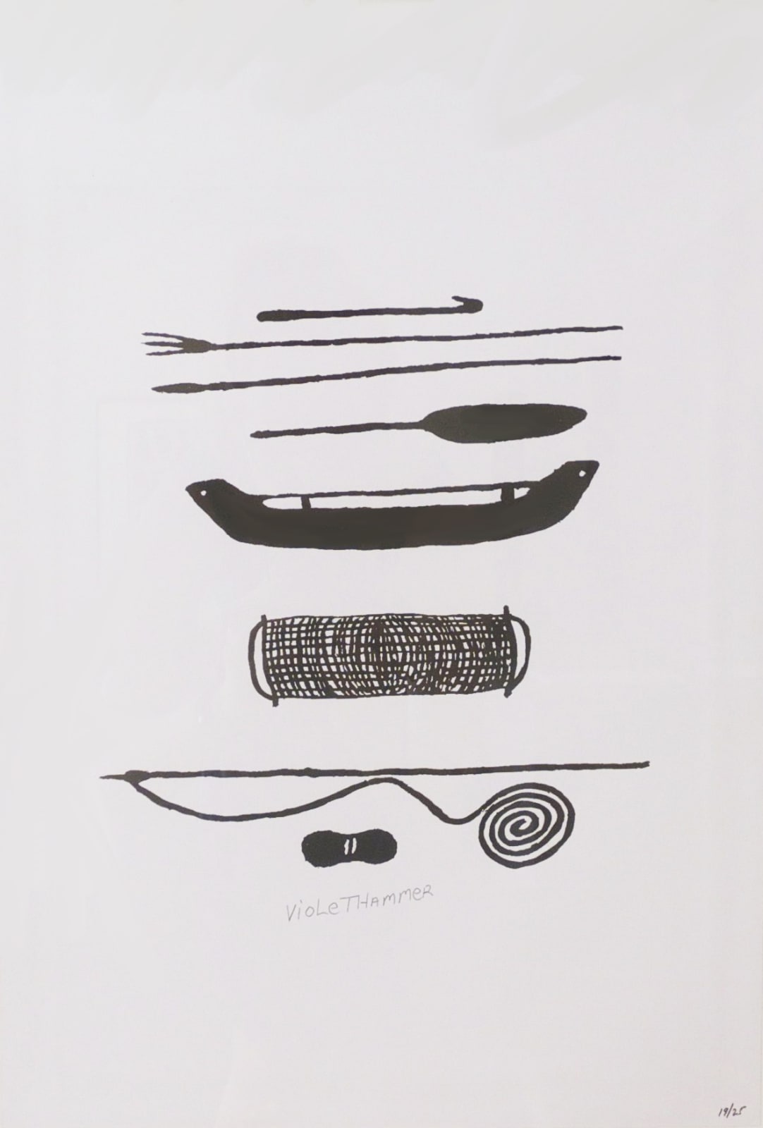 Violet Hammer, Canoe, Spears and Fishing Net, 2009