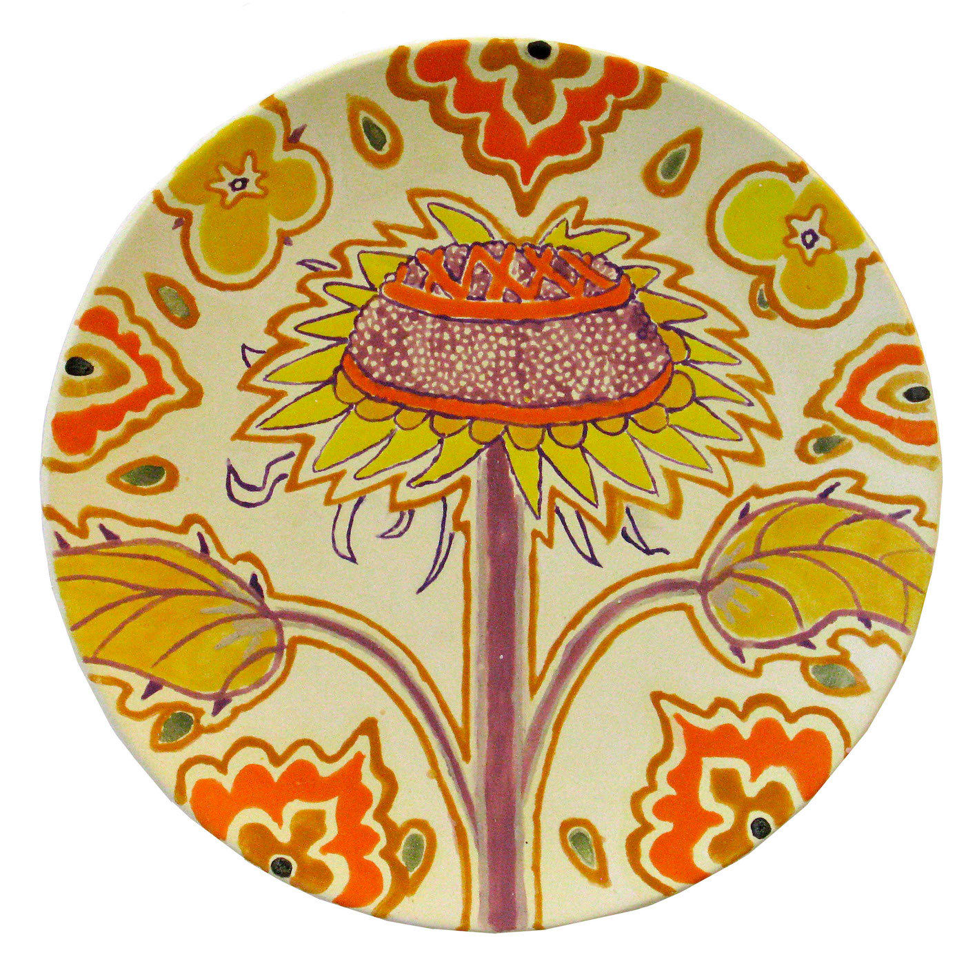 Fons van Laar, Ceramic plate with yellow and red flowers