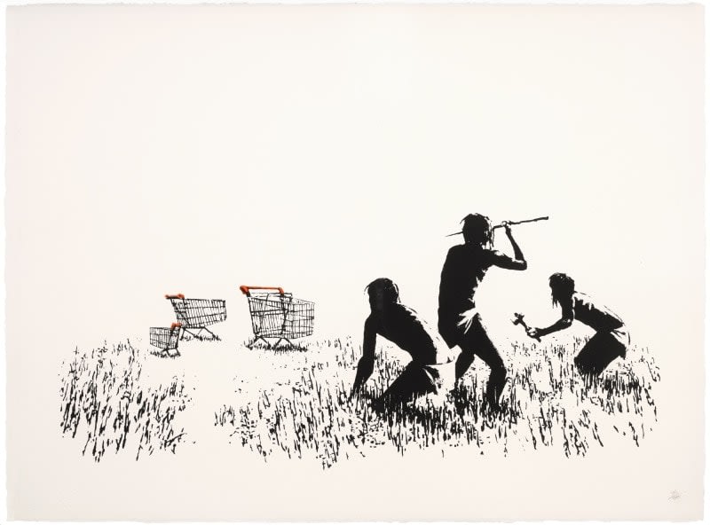 Banksy, Trolleys (White), 2006