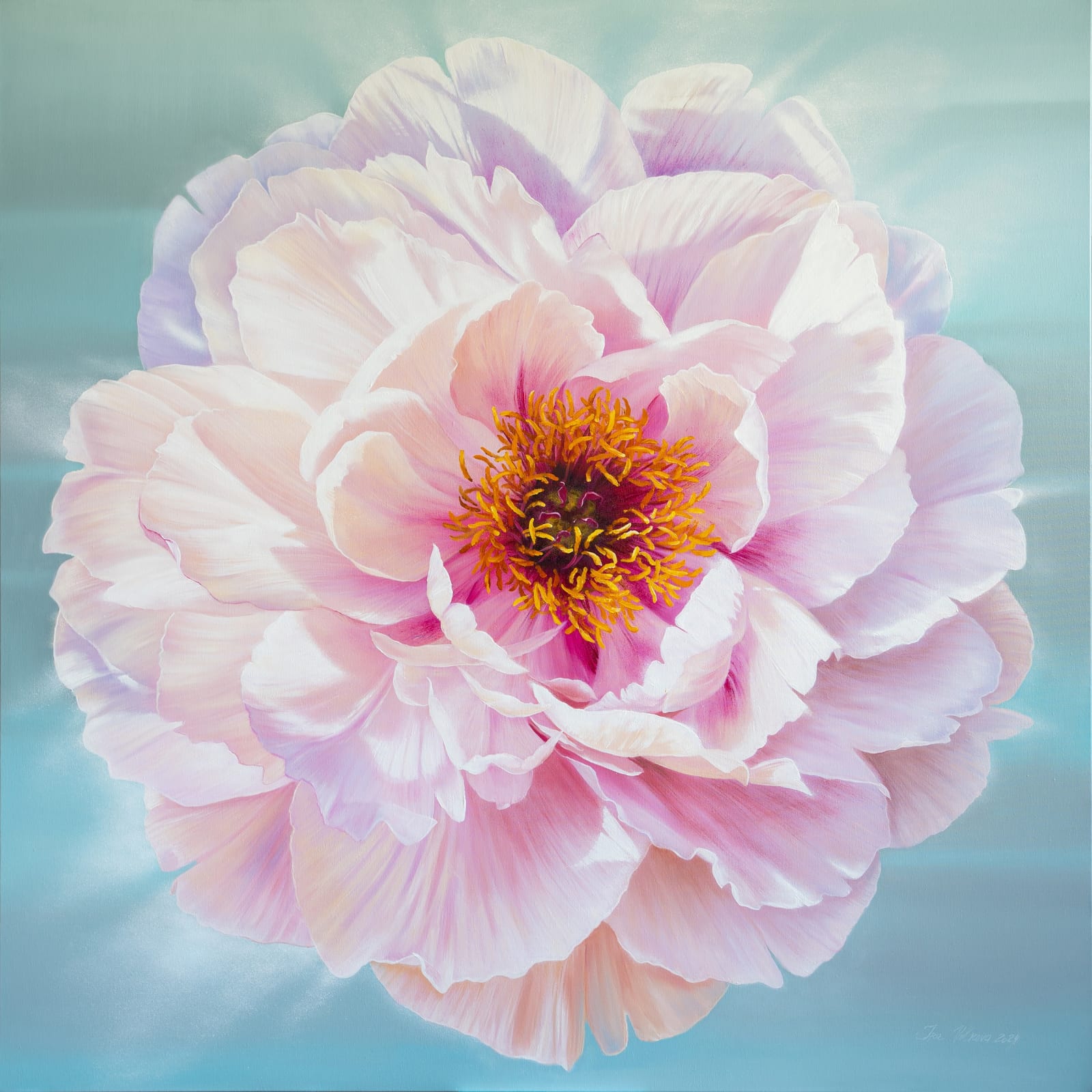 Ira Volkova, Peony on Tiffany Blue, 2024