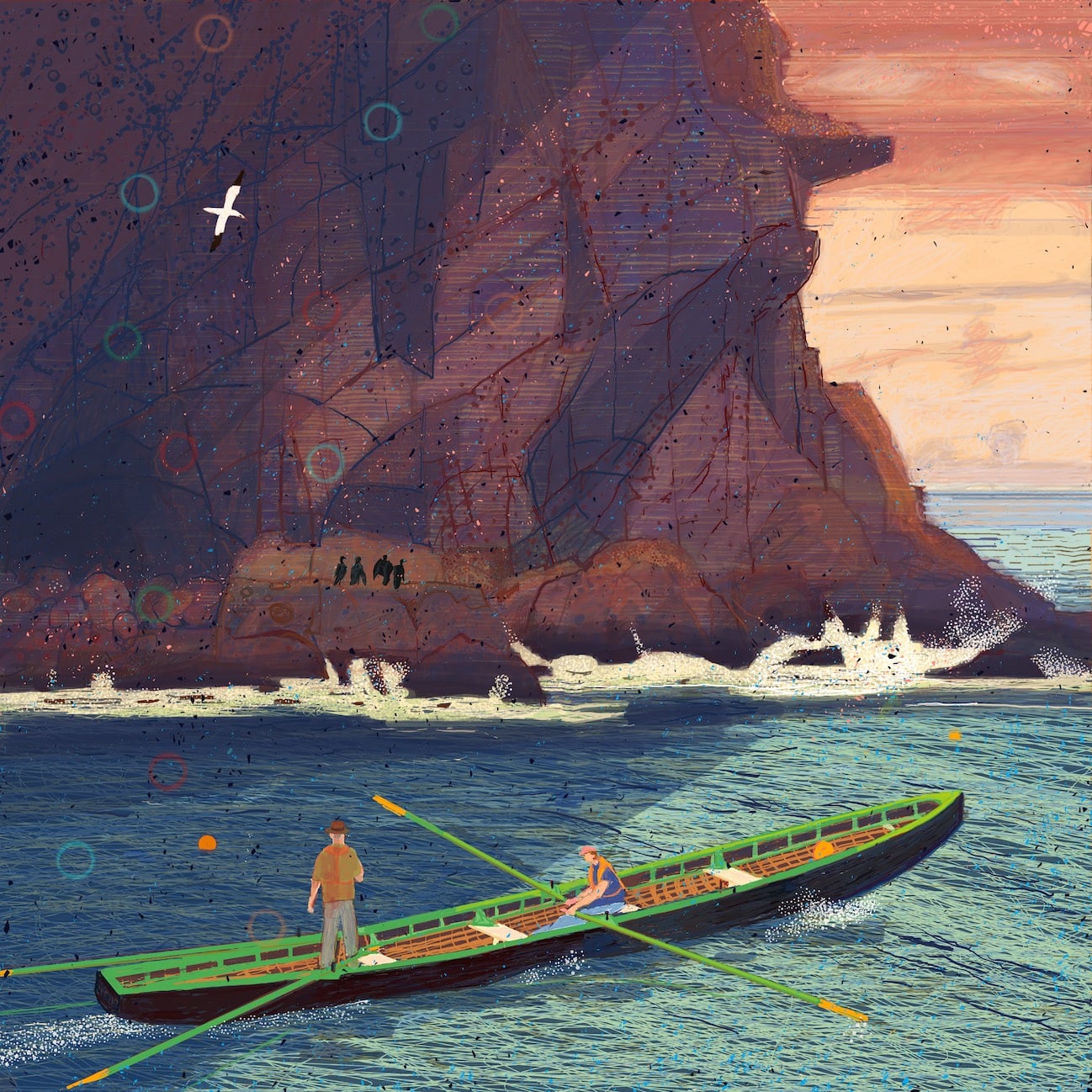 Niall Naessens, Artist observing Cliffs from the sea, 2025