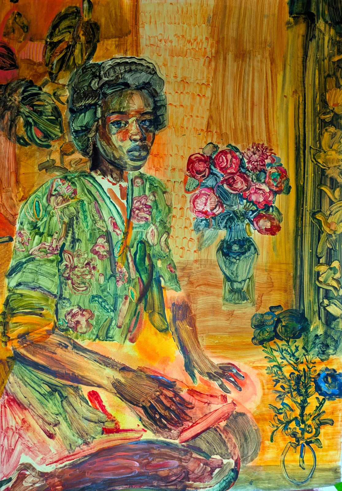 Martha Zmpounou, Woman in Flowers, 2025