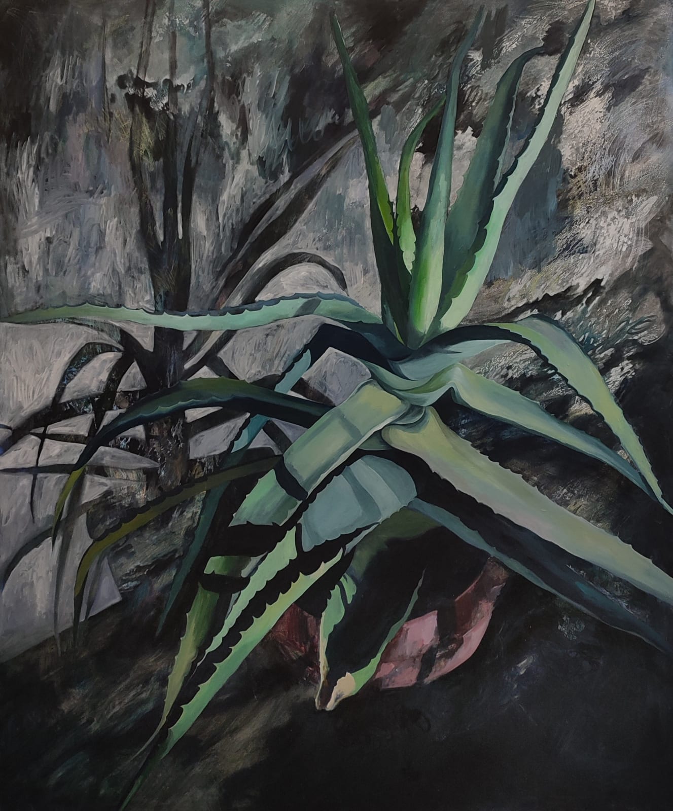 Eliza Wiszniewska, Aloe vera, 2019, Mixedmedia on canvas, 180x150, 2019