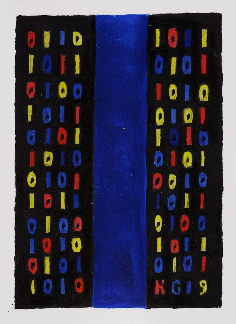 Ken Grimes, Untitled Binary Code Series (Colored Code Blue Vertical Stripe), 2019